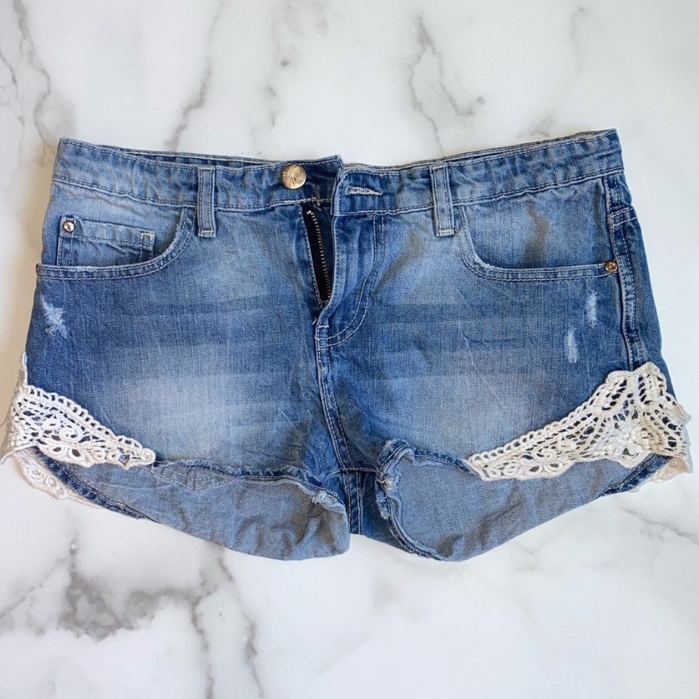 Zara Embroidered Denim Shorts